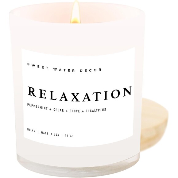 Sweet Water Decor Relaxation Candle 11oz Soy Wax Jar – 50+ Hr Burn Peppermint - Picture 1 of 14
